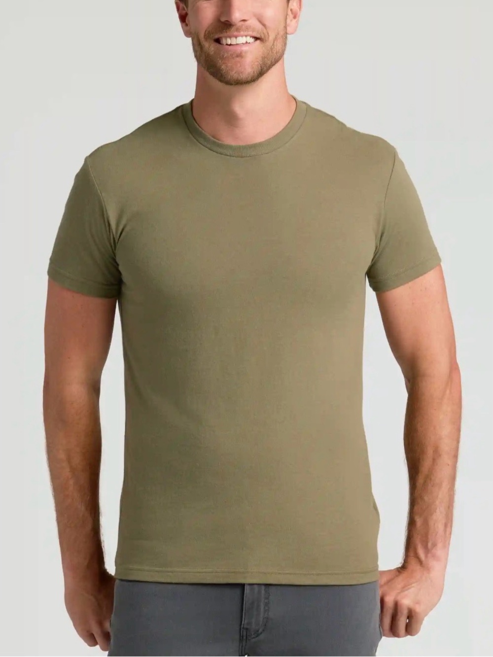Men's True Classic Olive Green Crew Neck Short Sleeve T-Shirt